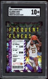 2020-21 Panini Hoops LeBron James Frequent Flyers Green Explosion #'d 43/89 SGC 10 GEM MINT
