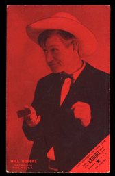 1920'S EXHIBIT CARD WILL ROGERS ~ RARE