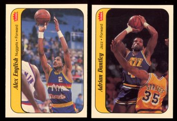 .1986 Fleer Basketball Alex English & Adrian Dantley Rookie Stickers NM
