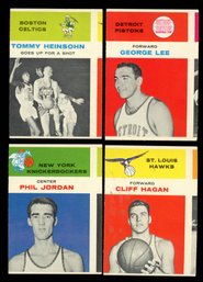 1961 FLEER BASKETBALL LOT OF 4 HEINSHON - JORDAN - HAGAN - LEE