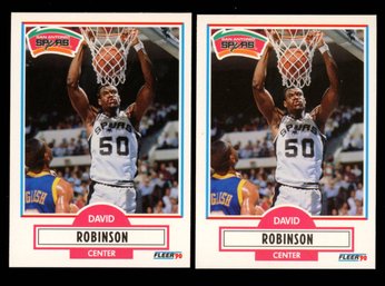1990 Fleer Basketball David Robinson Rookie Lot Of 2 NM