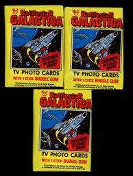 1978 TOPPS BATTLESTAR GALACTICA TRADING CARDS WAX PACKS (3)