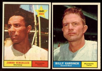 1961 Topps Baseball MINNESOTA TWINS VERSALLES ROOKIE & BILLY GARDNER