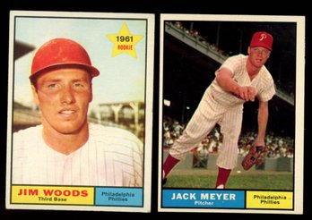 1961 Topps Baseball PHILADELPHIA PHILLIES JIM WOODS & JACK MEYER
