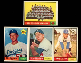 1961 Topps Baseball LA DODGERS LOT OF 4
