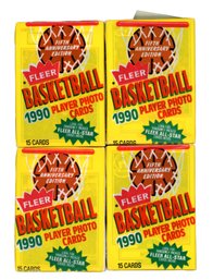 1990 Fleer Basketball Wax Pack Lot Of 4