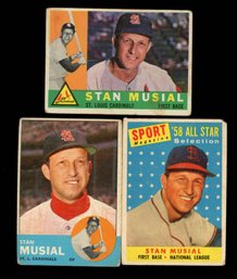 STAN MUSIAL LOT OF 3 ~ 1958 - 1960 - 1963