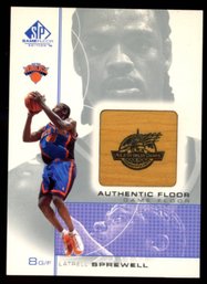 2001 SP AUTHENTIC LATRELL SPREWELL GAME USED FLOOR CARD ALL-STAR GAME 2001