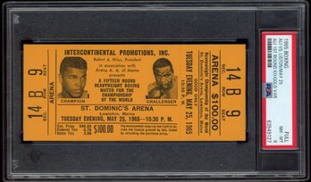 Muhammad Ali Vs Sonny Liston 1965 ~ Ali 1st Round KO Gold Full Ticket PSA 8