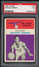 1961 FLEER BASKETBALL #15 SIHUGO GREEN ROOKIE PSA 1