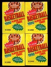 1990 FLEER BASKETBALL PACKS (4) FACTORY SEALED