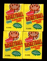 1990 FLEER BASKETBALL PACKS (4) FACTORY SEALED