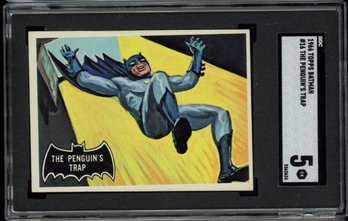 1966 TOPPS BATMAN #16 THE PENGUINS TRAP SGC 5