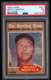 1962 TOPPS #471 MICKEY MANTLE ALL-STAR PSA 5
