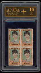 1964 Hallmark Beatles Uncut Stamp RINGO STARR All-Star Graded 10