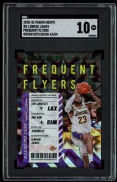 2020 - 21 HOOPS LEBRON JAMES FREQUENT FLYERS GREEN EXPLOSION #'D /89 SGC 10