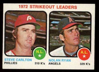 1973 TOPPS STRIKEOUT LEADERS NOLAN RYAN / STEVE CARLTON