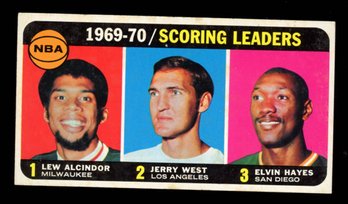 1970 Topps Basketball #1 Scoring Leaders Lew Alcindor / Jerry West / Elvin Hayes