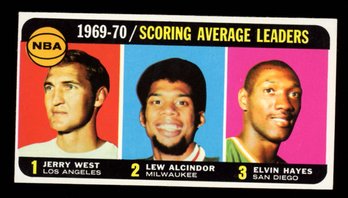 1970 Topps Basketball #2 Scoring Avg Leaders Lew Alcindor / Jerry West / Elvin Hayes