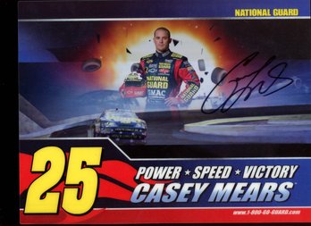 CASEY MEARS AUTOGRAPHED PROMO CARD NASCAR