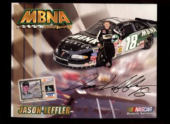 JASON LEFFLER AUTOGRAPHED PROMO CARD NASCAR