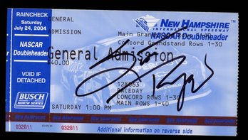 SCOTT RIGGS AUTOGRAPHED NH NASCAR TICKET WITH PROMO CARD
