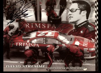 DAVID STREMME AUTOGRAPHED PROMO CARD NASCAR