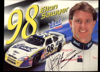 ELTON SAWYER AUTOGRAPHED PROMO CARD NASCAR