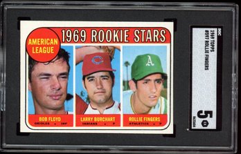 1969 TOPPS #597 ROLLIE FINGERS ROOKIE CARD SGC 5
