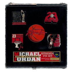 MICHAEL JORDAN LIMITED EDITION RETIREMENT PIN SET SERIAL NUMBERED /23,000 FACTORY SEALED