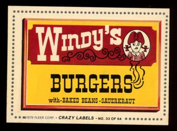 1979 Fleer Crazy Labels WINDY'S BURGERS