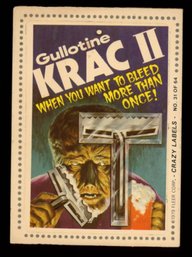 1979 Fleer Crazy Labels Gullotine Krac II (Joke Back)
