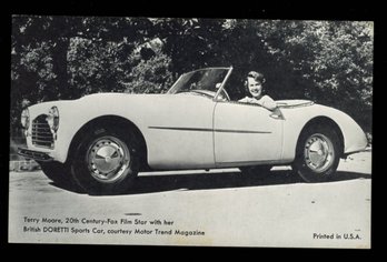 1954 Terry Moore In British Doretti Sports Car Exhibits Automobile Arcade Card
