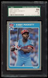 1985 FLEER BASEBALL KIRBY PUCKETT ROOKIE SGC 8