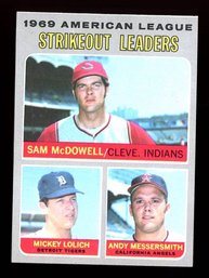 1970 TOPPS BASEBALL STRIKEOUT LEADERS MCDOWELL / LOLICH / MESSERSMITH
