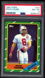 1986 TOPPS FOOTBALL STEVE YOUNG ROOKIE PSA 8