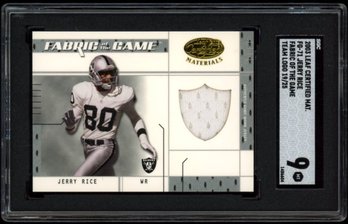 2003 Leaf Certified Jerry Rice Game Used Team Logo #'D /25 SGC 9