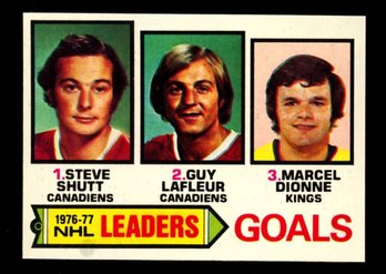 1977 TOPPS HOCKEY GOAL LEADERS SHUTT / LAPEUR / DIONNE