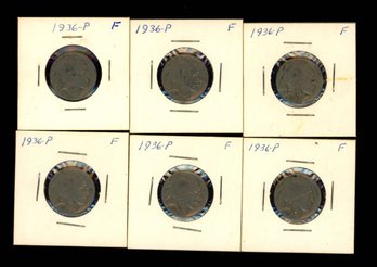 1936 Buffalo Head Nickel Lot Of 6