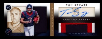 2014 Playbook Tom Savage Rookie Booklet Patch Auto ~ Player Worn