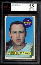 1969 TOPPS BASEBALL JIM HUNTER BVG 5.5 EX