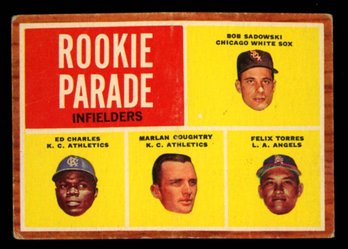 1962 Topps #595 Charles / Sadowski / Torres  Coughtry Rookie Parade