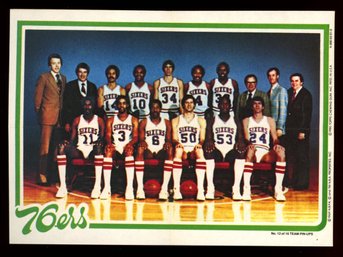 1980 Topps Basketball 76ers Team Pin-up Photo