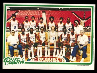 1980 Topps Basketball Pistons Team Pin-up Photo
