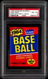 1984 Fleer Baseball Pack PSA 8 Don Mattingly On Back