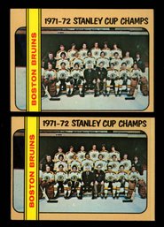 1972 TOPPS STANLEY CUP CHAMPION BOSTON BRUINS TEAM CARD LOT OF 2