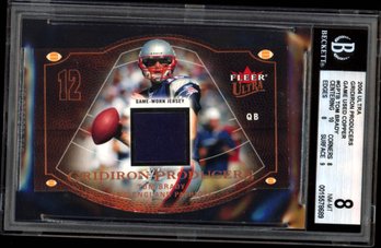 2004 ULTRA TOM BRADY GRIDIRON PRODUCERS GAME USED COPPER BGS 8