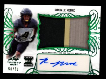 Rondale Moore 2021 Leaf Trinity Rookie 3-Color Patch Autograph Green #/50 PURDUE