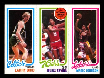 1980-81 Topps Basketball LARRY BIRD MAGIC JOHNSON ROOKIE CARD W Julius Erving Bird Erving Magic