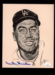 DUKE SNIDER SIGNED ARTIST SKETCH VOLPE JSA CERT